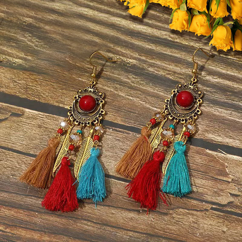 Ethnic Style Long Fringe Exotic Holiday Trip Earrings