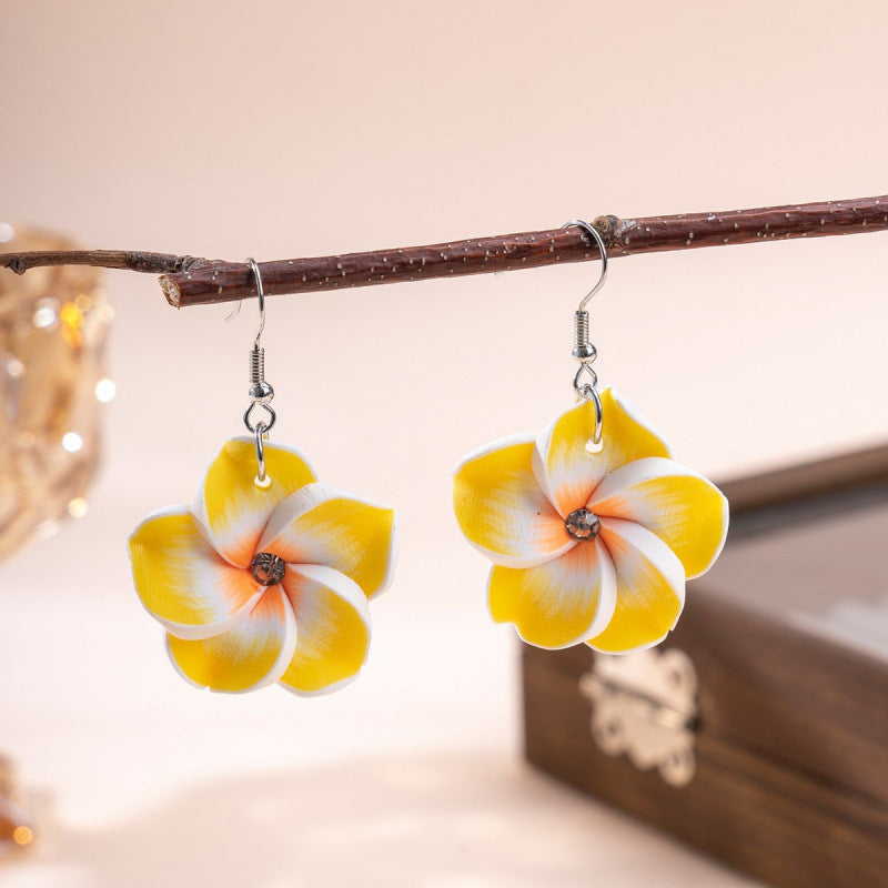 Colorful Flower Acrylic Duplex Printing Three-dimensional Earrings