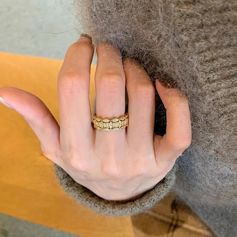 Dynasty Five Coins Female Retro Exquisite Niche Ring