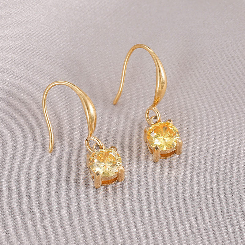 Titanium Steel Rhinestone Female Senior Niche Earrings