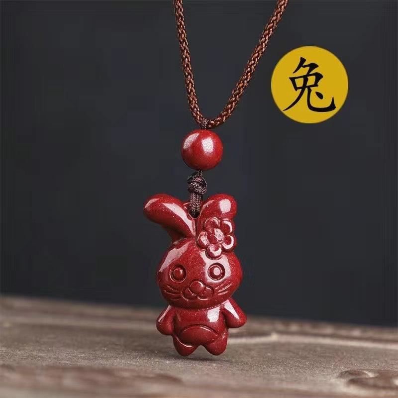 Children's Cinnabar Chinese Zodiac Female Male Life Pendants