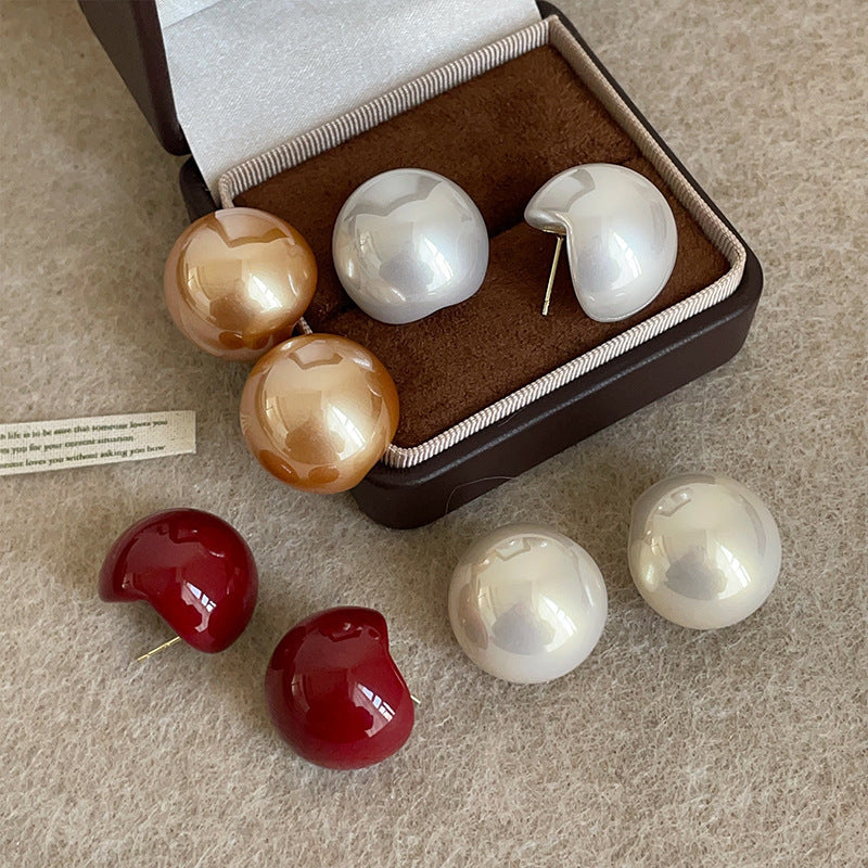 Women's Pearl Semicircle Large Elegant Light Luxury Minority High-grade Sense Stud Earrings