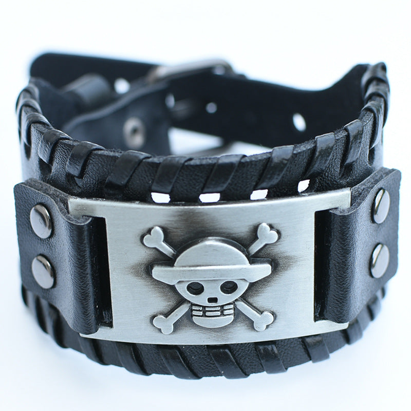 Men's Retro Viking Totem Leather Wolf Head Bear Claw Gossip Lucky Bracelet