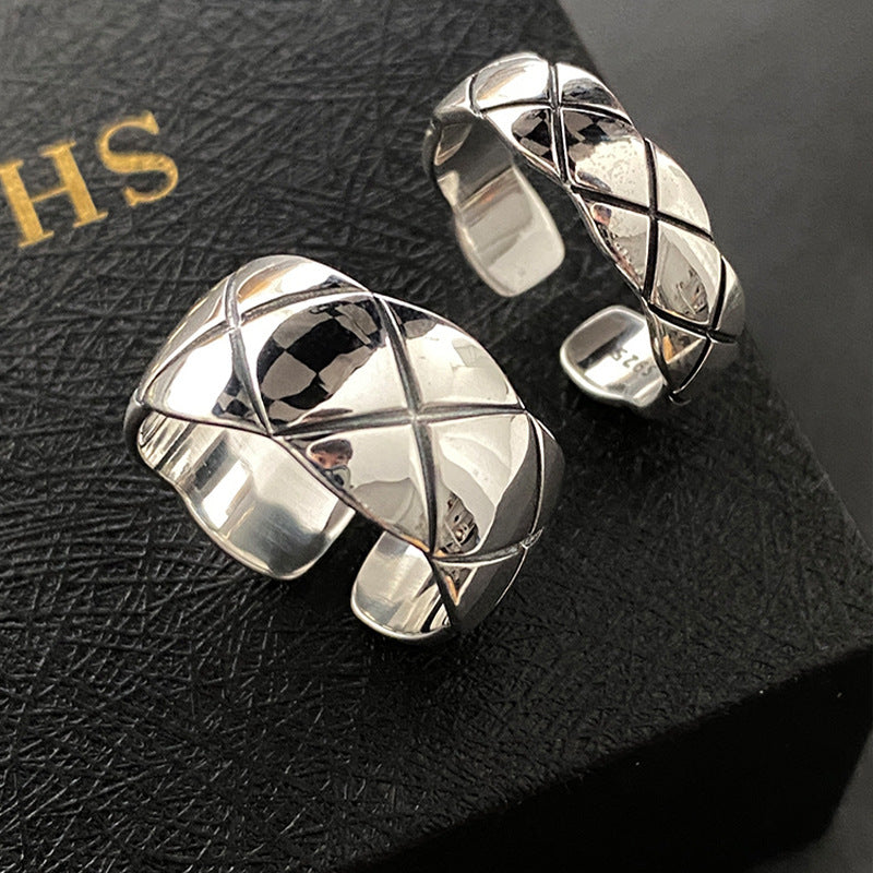 Personality Rhombus Design Sense Minority Simple Light Luxury Wide Narrow Ring