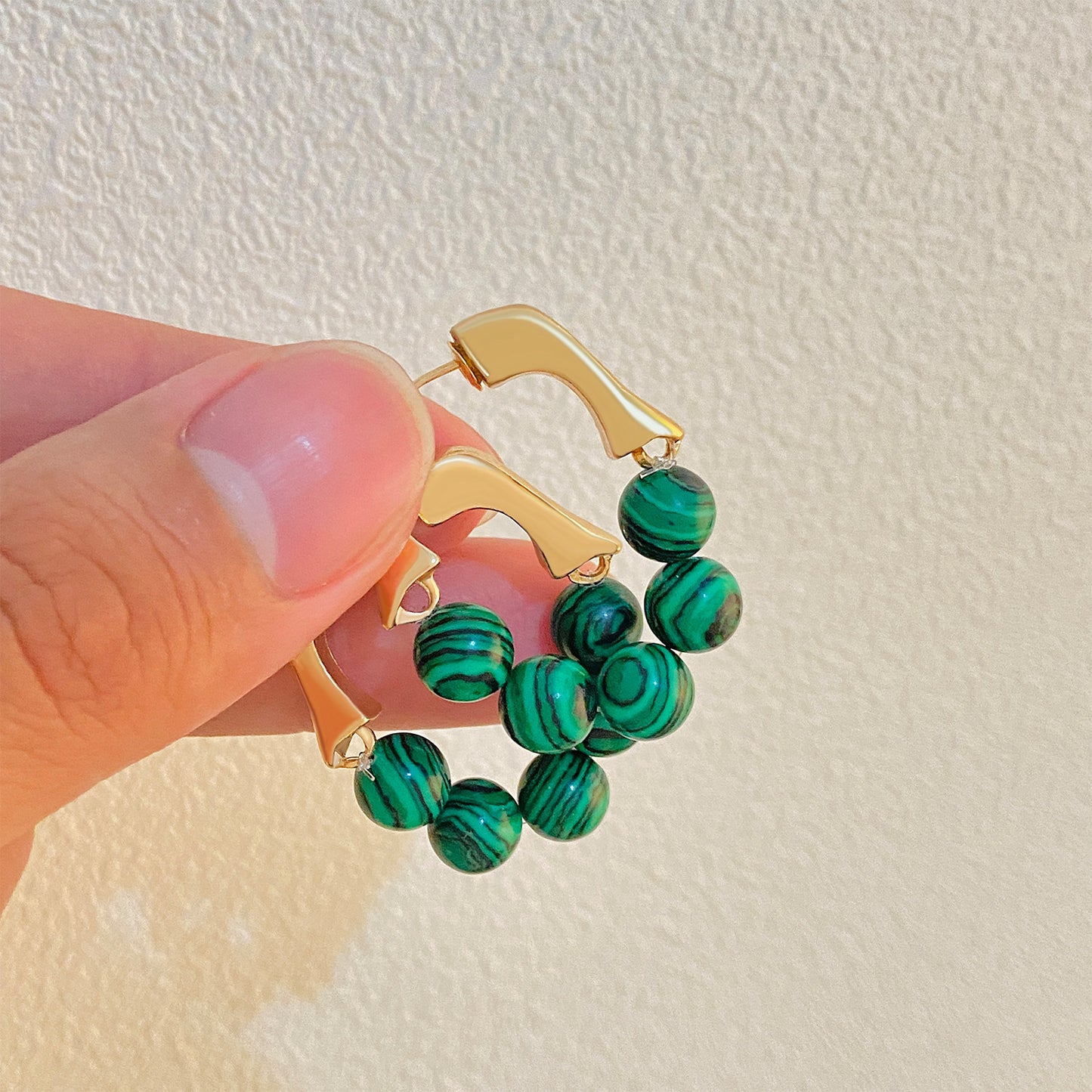 French Retro Green Design Cold Style Ball Bead Ear Buckle