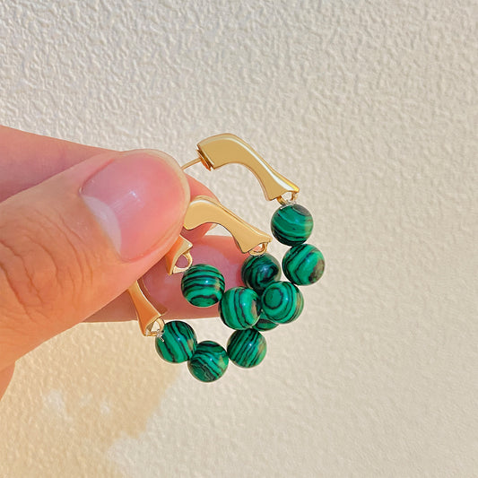 French Retro Green Design Cold Style Ball Bead Ear Buckle