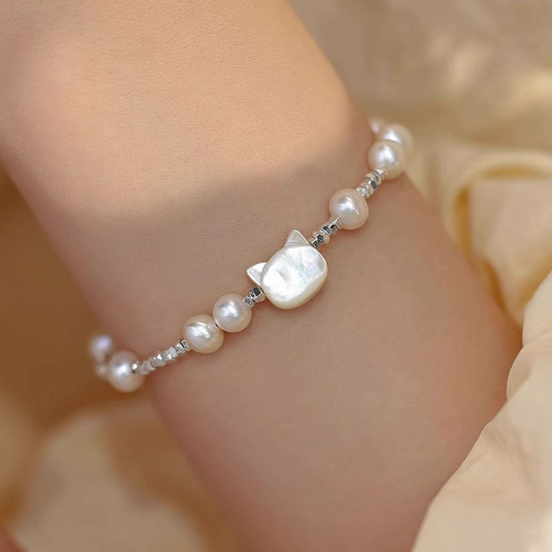 White Shell Cat Freshwater Pearl Small Pieces Of Female Style Bracelet