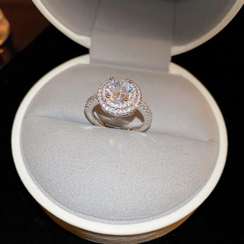 Women's Shining Diamond Snake-shaped Sier Open Advanced Texture Simple Trendy Cool Ring
