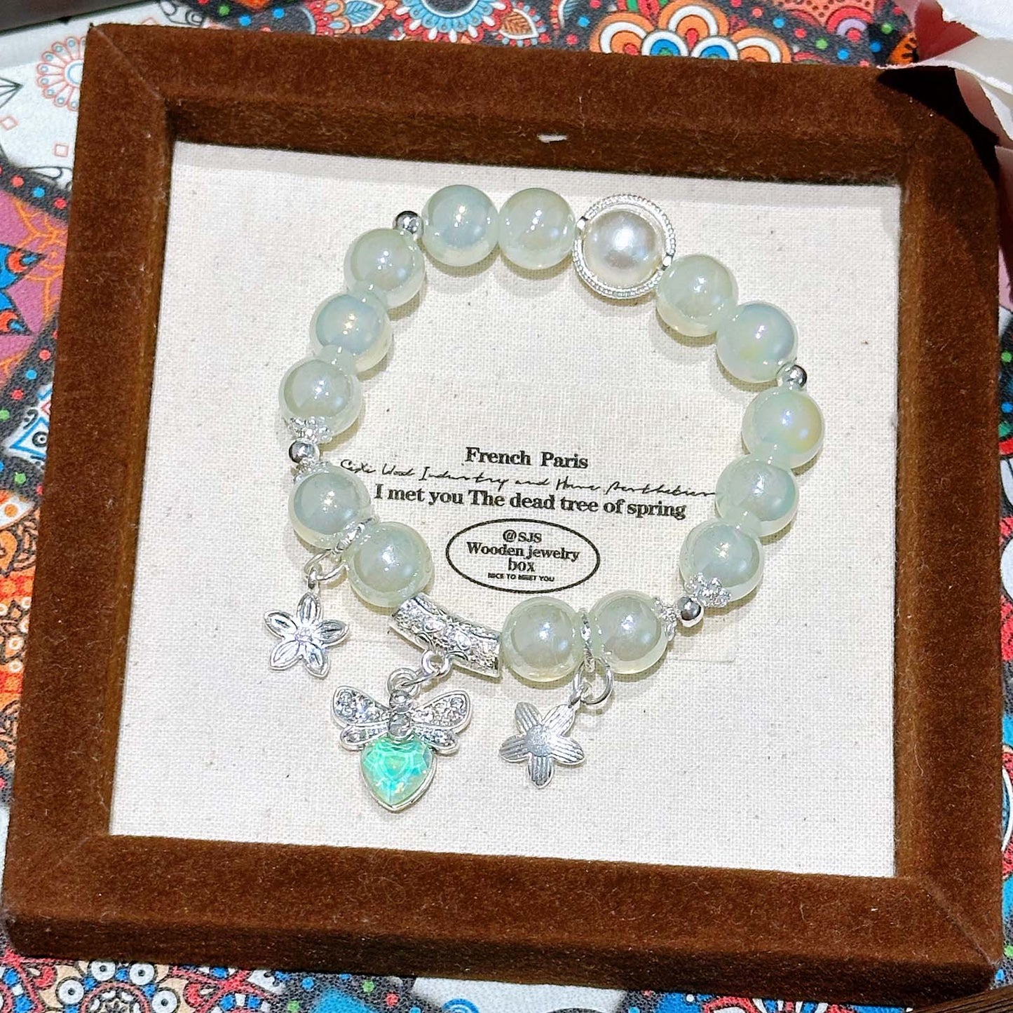 Stall Glass Glaze Female Pearl Love Cultural Creative Girlfriends Bracelets