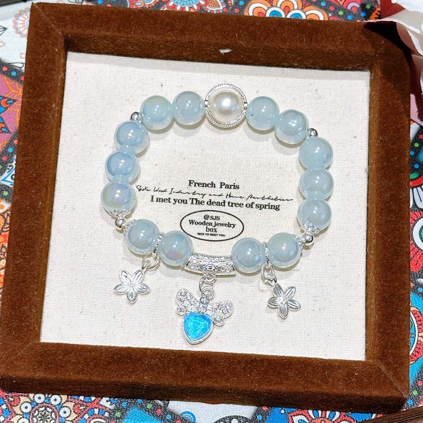 Stall Glass Glaze Female Pearl Love Cultural Creative Girlfriends Bracelets