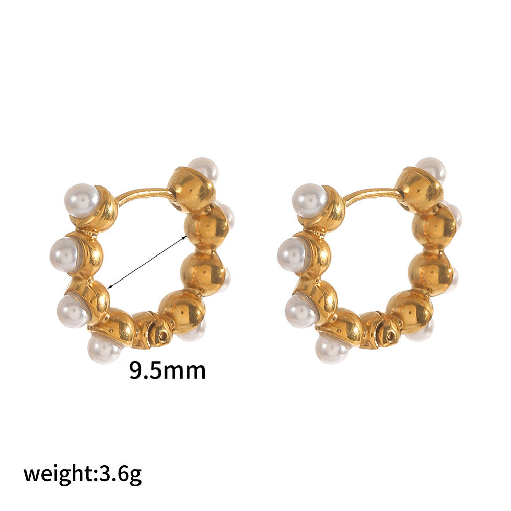 Women's Diamond Point Pearl Stainless Steel Light Rings