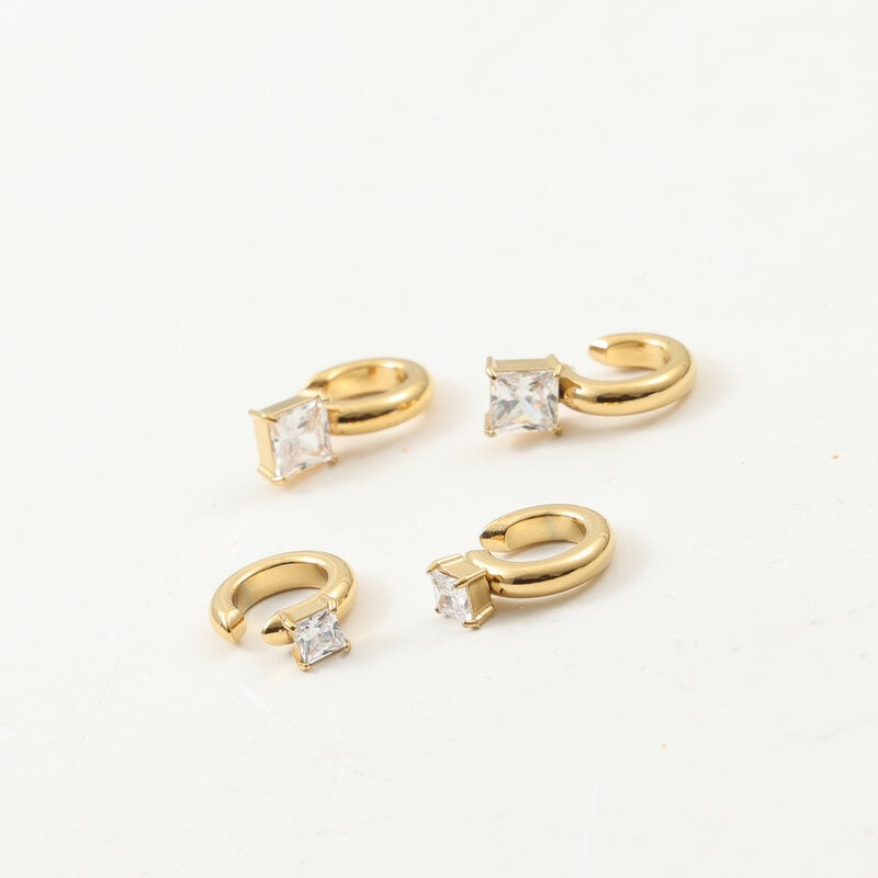 Generous Zircon Titanium Steel Gold Plating Earrings