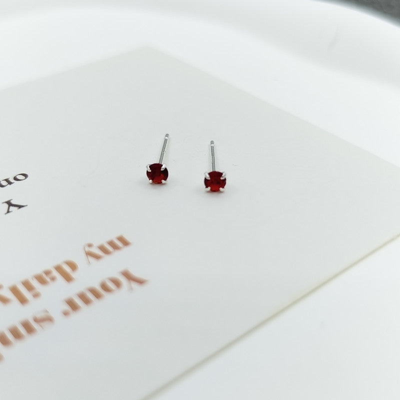 Sier Pin Simple Exquisite Petite Ear Stud Earrings