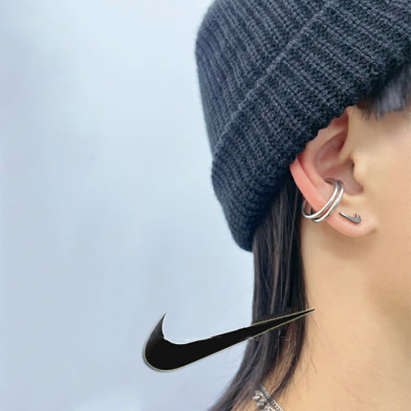 Women's & Men's Sports Casual Hook Hip Hop Victory Dark Fitness Personality Hipster Stud Earrings