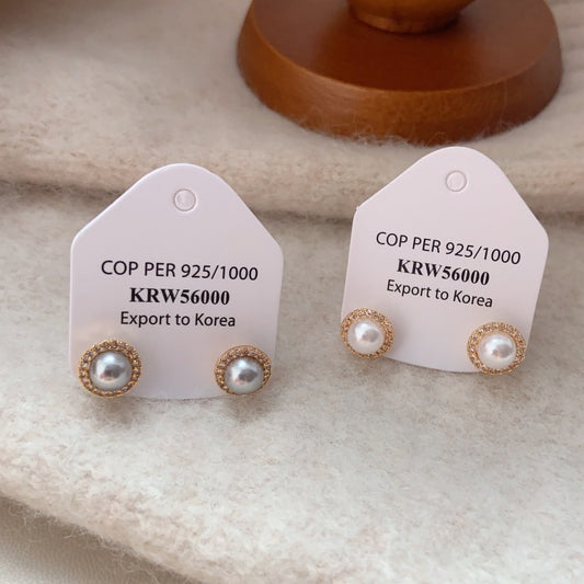 Small Pearl Ear Micro Inlaid Zircon Simple French Style Elegant Stud Earrings
