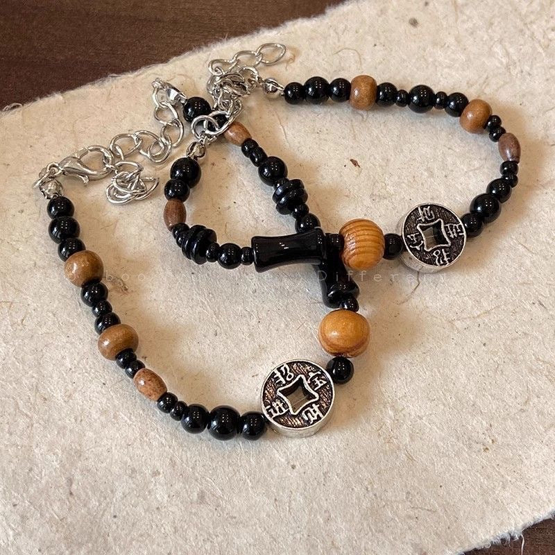 Women's Vintage Copper Coin Beaded Chinese National Fashion Niche Design Girlfriends Bracelets