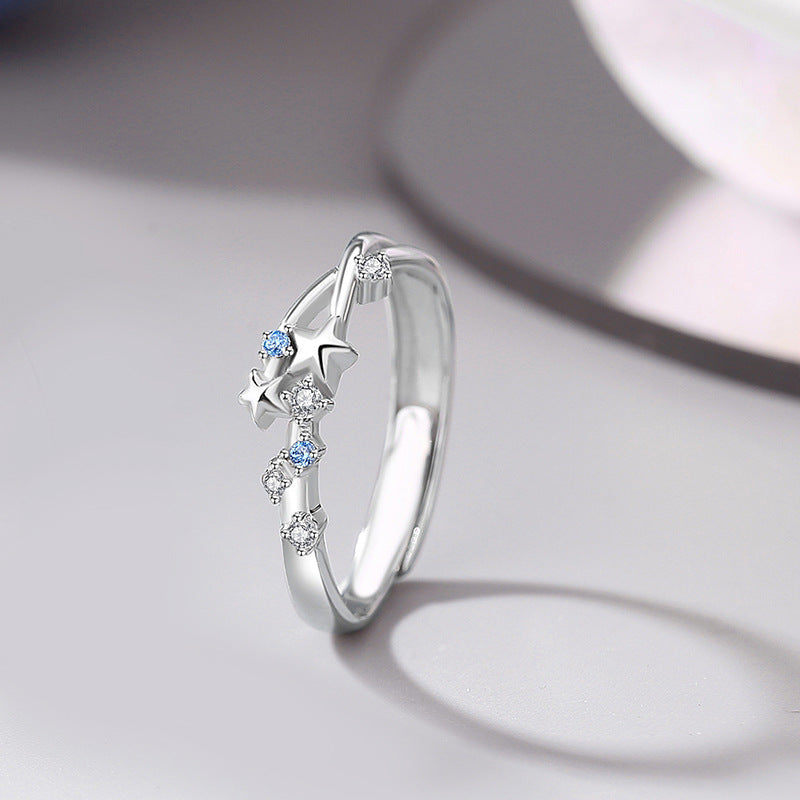Star Couple Sterling Sier Niche High-grade Wind Meteor Rings
