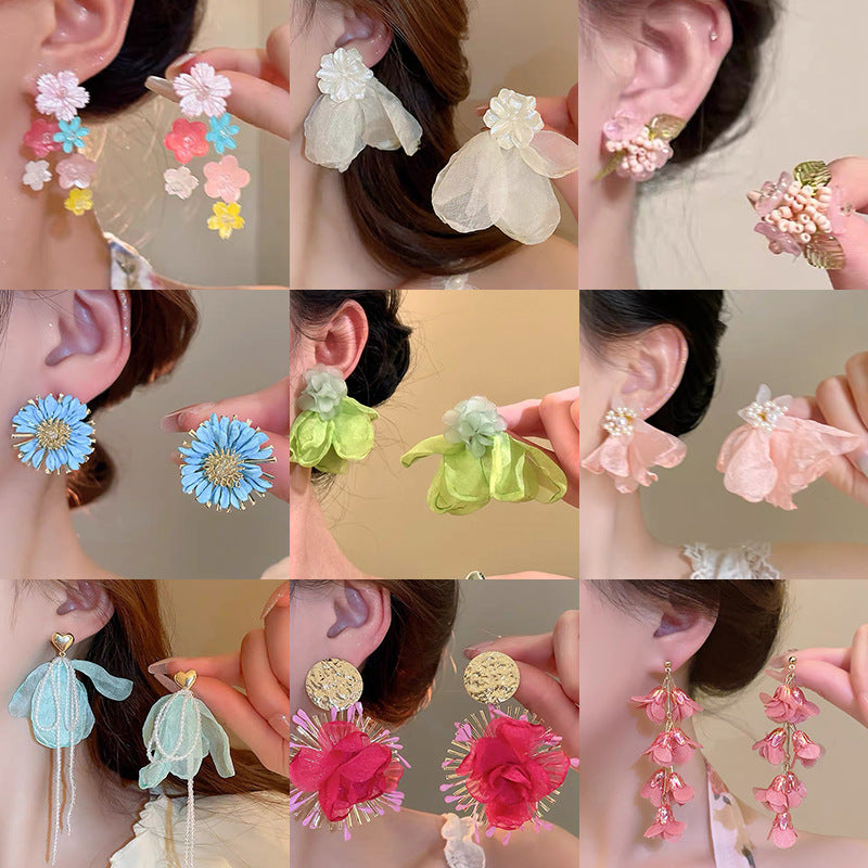 Seaside Vacation Style Flower Tassel Female Atmosphere Fairy Beaded Rings