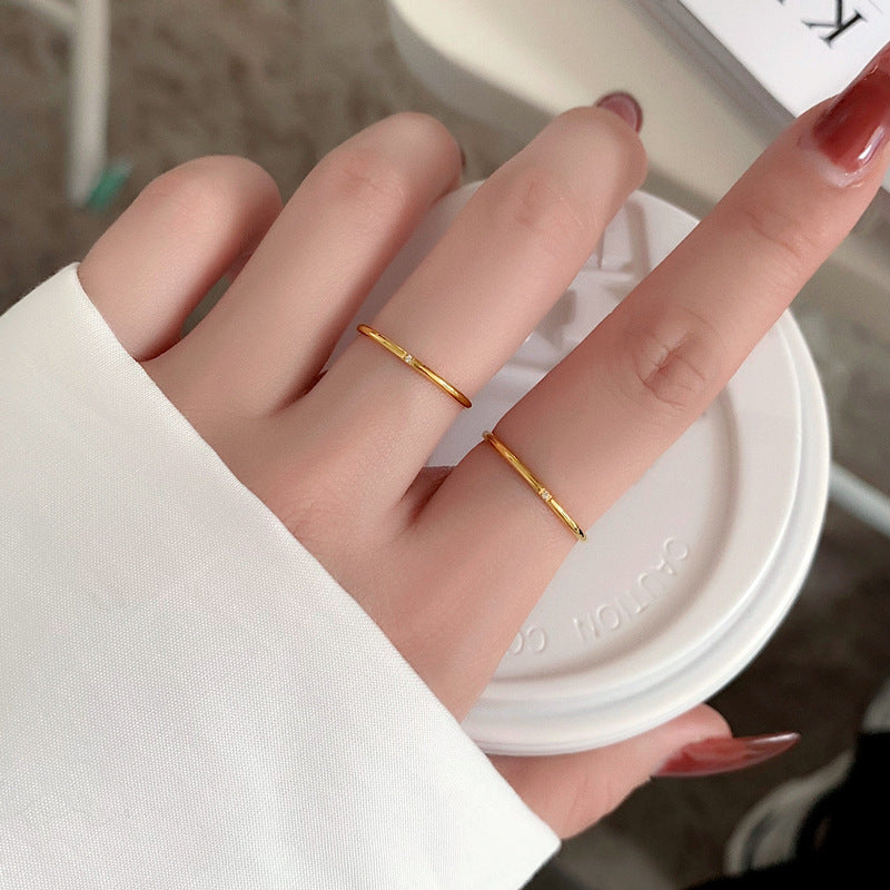 Women's Titanium Steel With Diamond Cold Design Index Finger Tail Fashion Ring