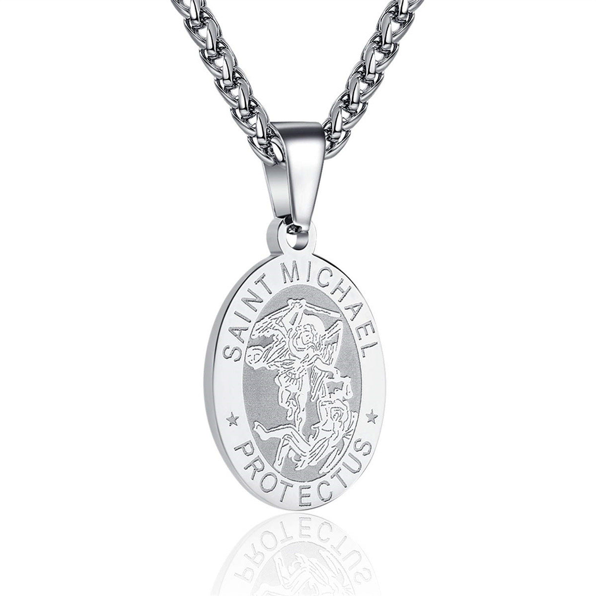 Women's & Men's Double-sided Portrait Medal Cross Stainless Steel Necklaces