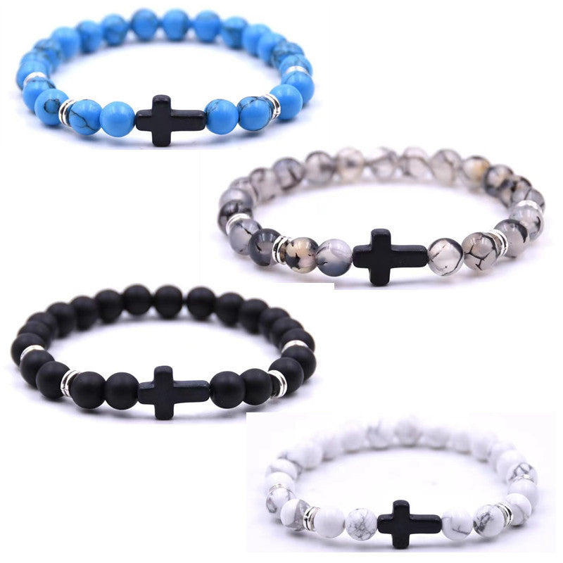 Agate Stone Cross Tigereye Volcanic Fashion Turquoise Bracelets