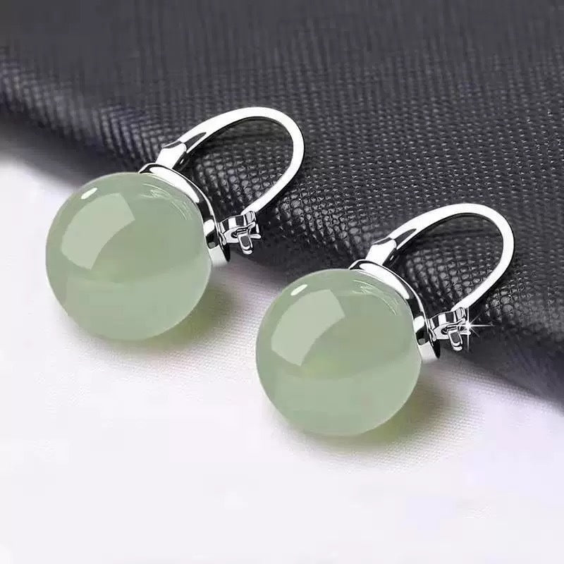 Design Imitation Jade Cat's Eye Stone Stylish Earrings