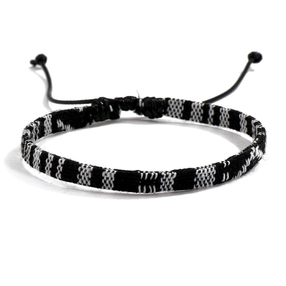 Colorful Bohemian Style Cotton Linen Fabric Woven Simple Carrying Bracelet
