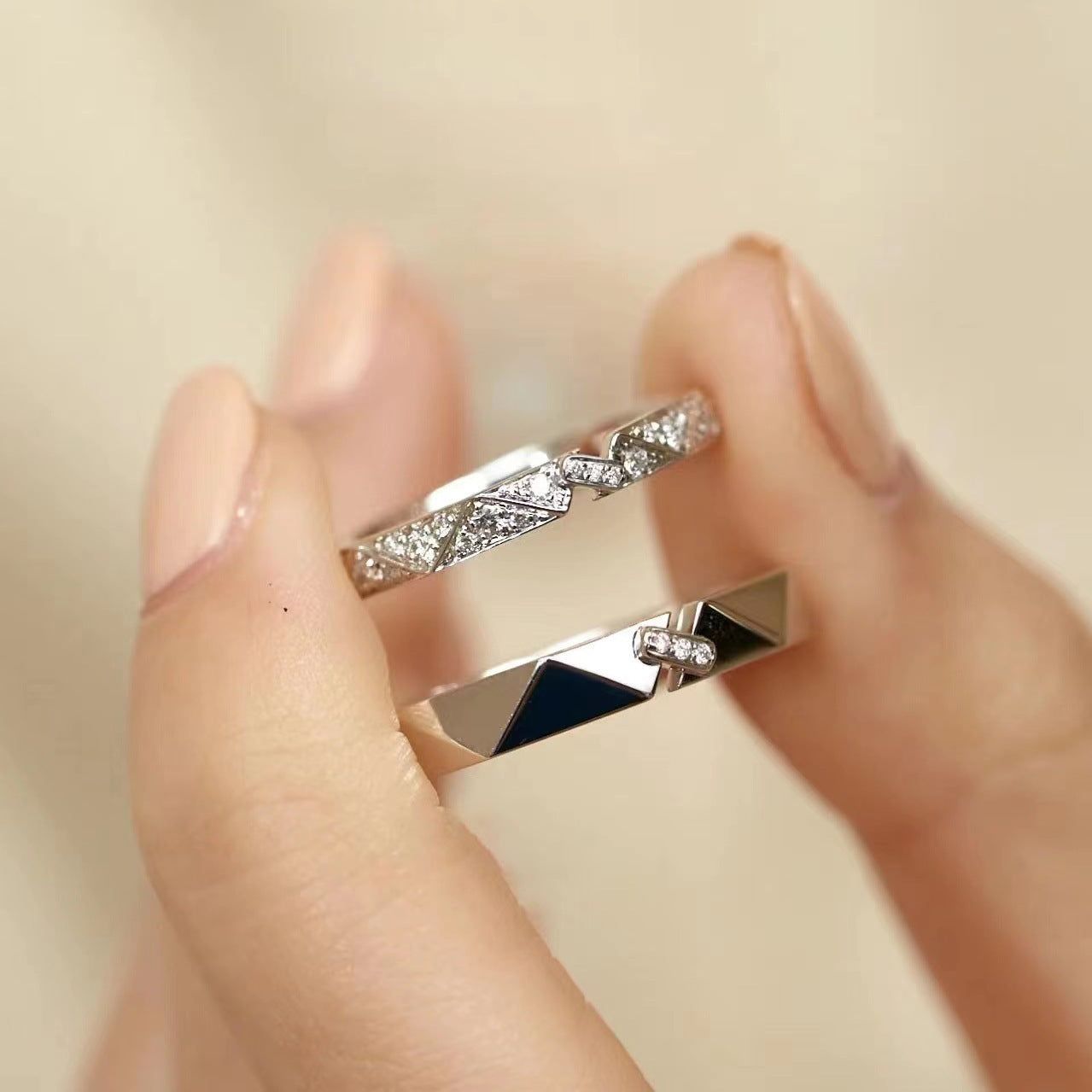 Women's & Men's Long Couple Design Light Luxury High Class Elegant Rings