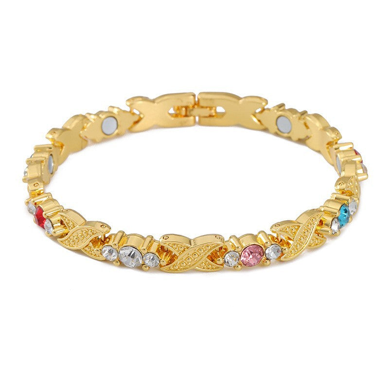Women's Adjustable Leaves Magnet Alloy Diamond Fashion Bracelets