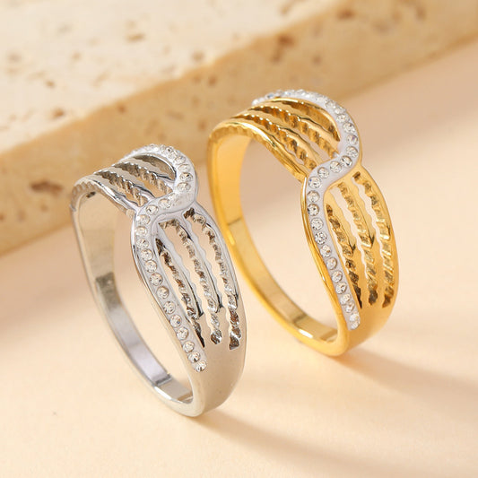 Stainless Steel Exaggerated Personalized Cut Hollow Line Rings