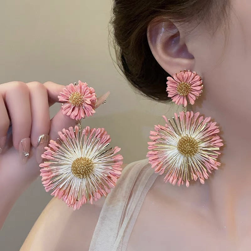 Seaside Vacation Style Flower Tassel Female Atmosphere Fairy Beaded Rings