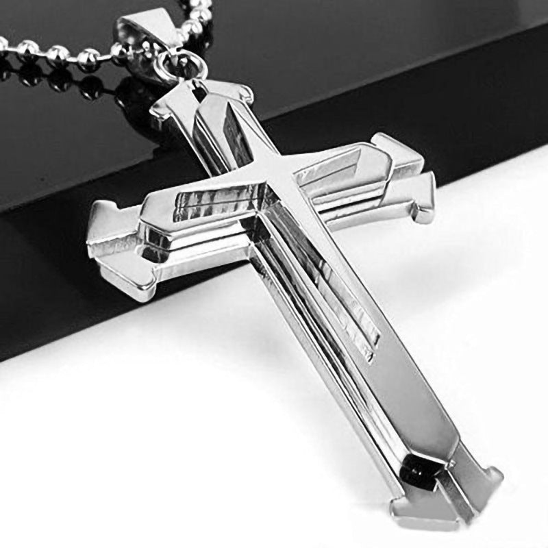 Men's Metal Cross Frame Chain Jewelry Pattern Necklaces