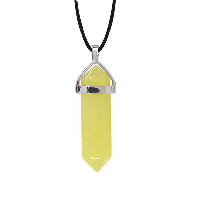 Natural Crystal Hexagon Prism Double Pointed Necklaces