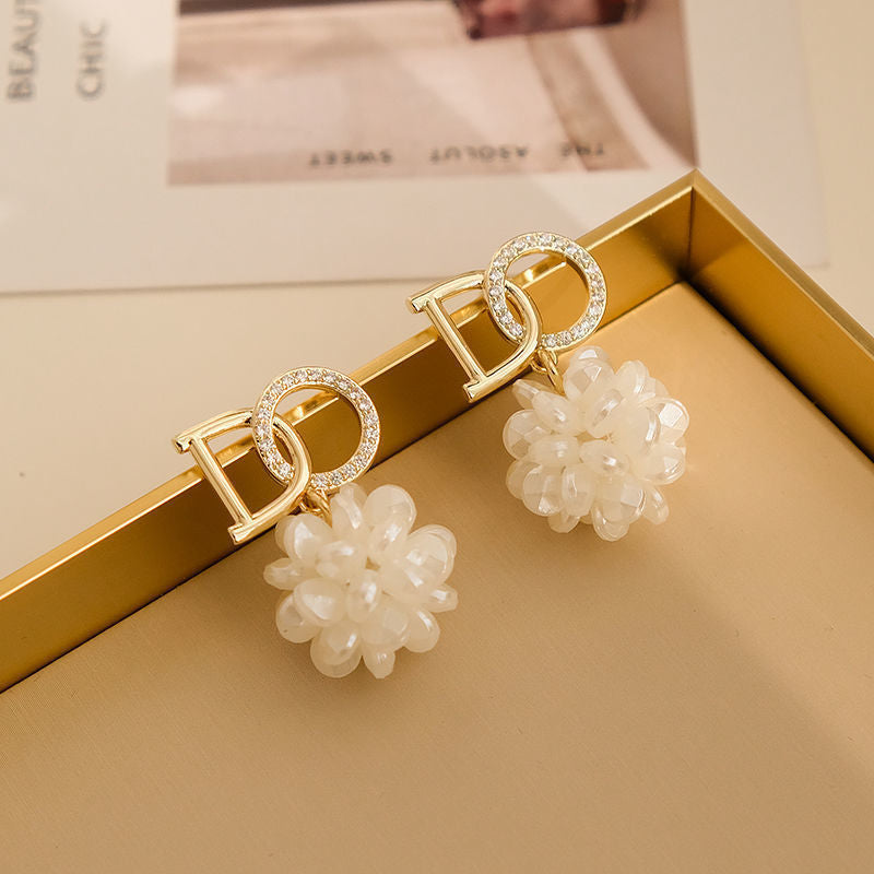 Sier Plated Letters Flower Sweet Petite Stud Earrings