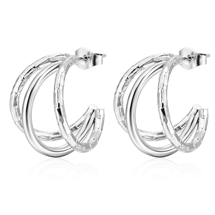 Women's Gold-plated Pattern Line Stainless Steel Trendy Earrings