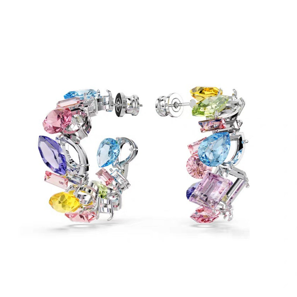Candy Colorful Female Austrian Crystal Contrast Earrings
