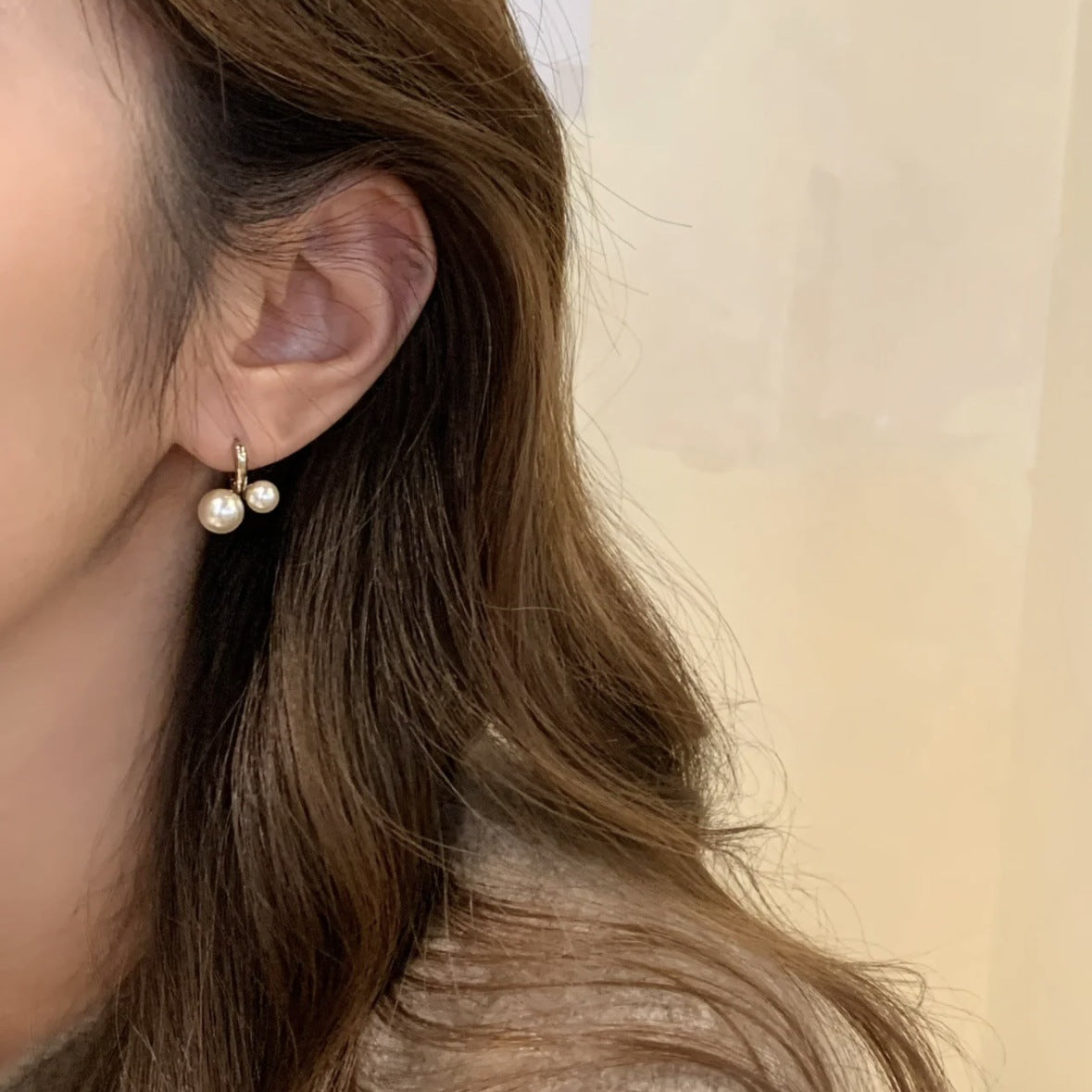 Small Cherry Retro Premium Pearl Ear Clip Double Earrings