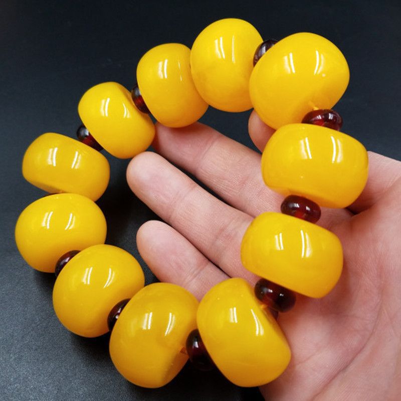 Beeswax Yellow Chicken Grease Color Barrel Beads Round Bracelet