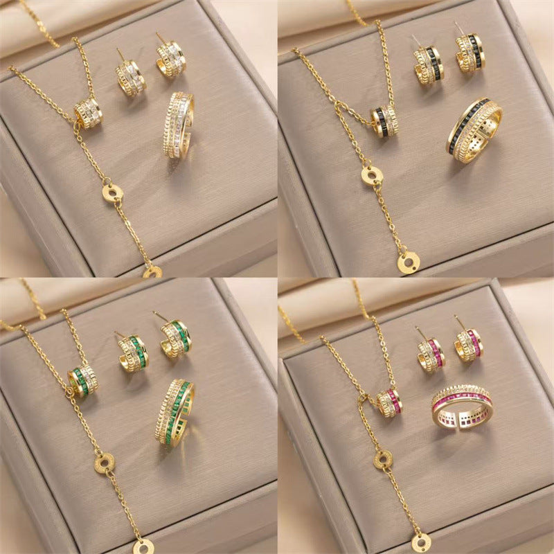 Women's Small Waist Right Rain Titanium Steel Inlaid Affordable Luxury Style Necklace