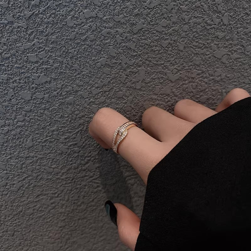 Zircon Simple Female Opening Adjustable Index Finger Light Luxury Rings