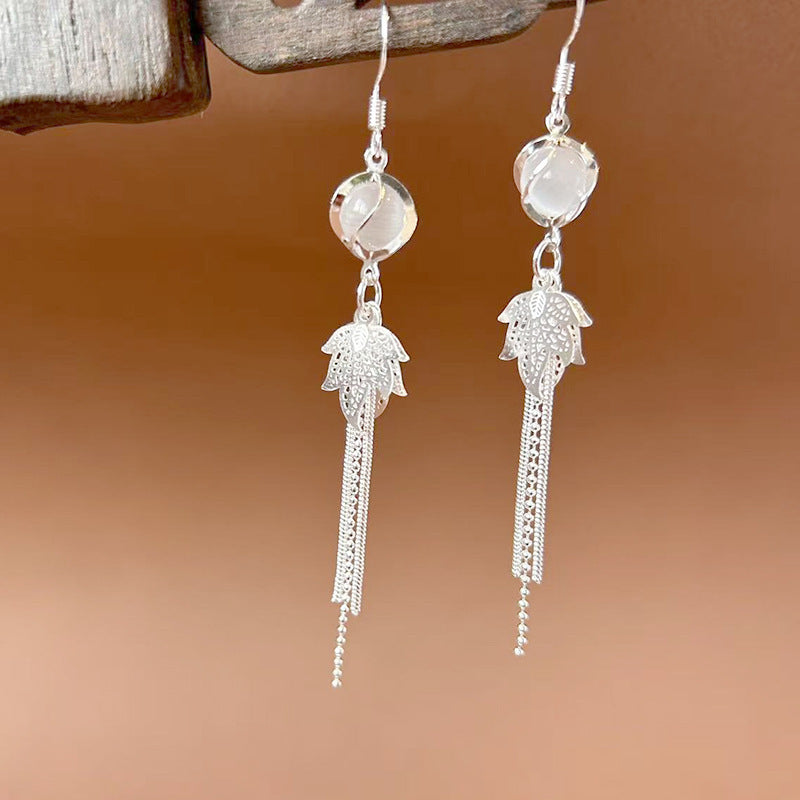 Sier Ethnic Style Peacock Retro Ear Hook Vintage Scenic Spot Earrings