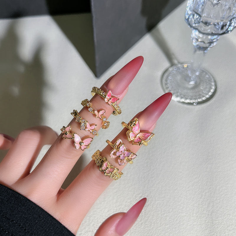 Twin Open Female Romantic Style Texture Special Interest Light Luxury Ring