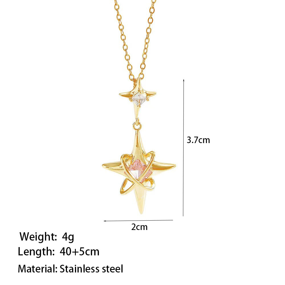 Women's Micro Inlaid Zircon Sun Star Moon Zodiac Clavicle Necklace