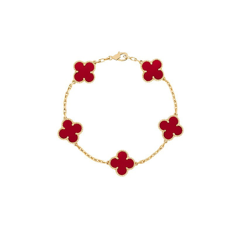 V Gold High Version Clover Pork Belly Female Male Rose Bracelet