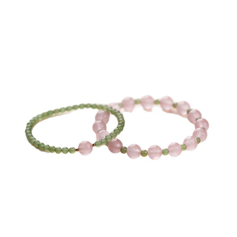 Women's Crystal For Attracting Male Pink Chinese Chalcedony Lucky Bracelet