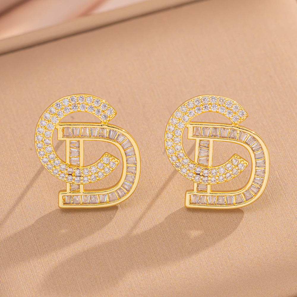 Simple Classic All Match Fashion Zircon Earrings