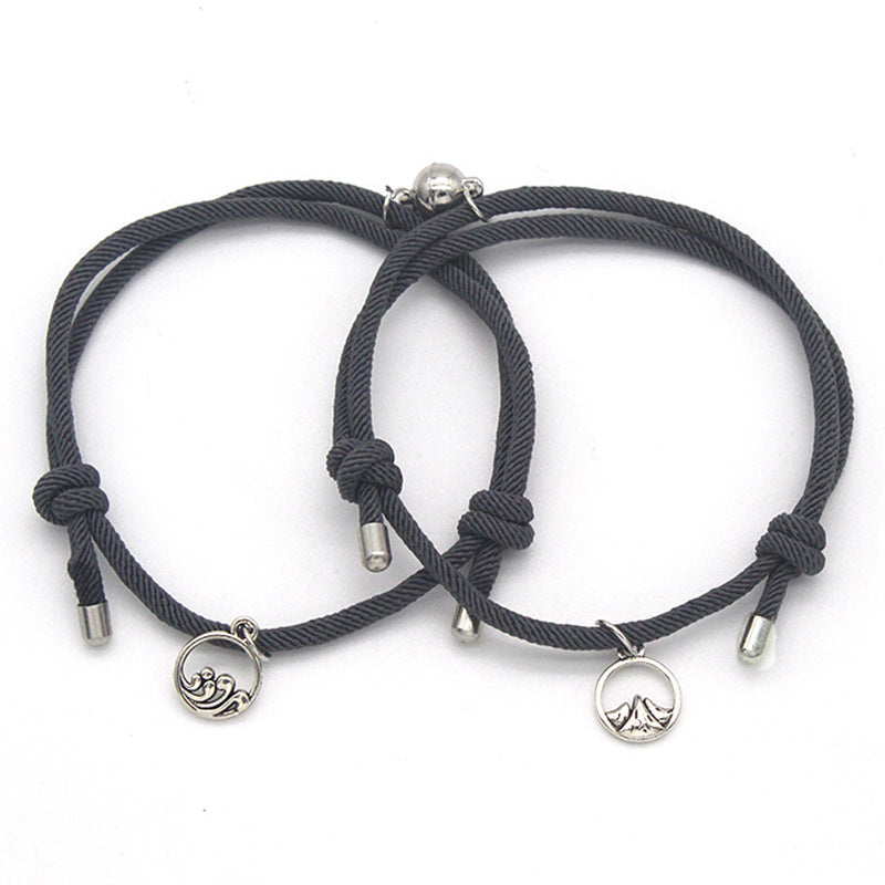 Alloy Sun Moon Oath Couple Magnet Bracelet