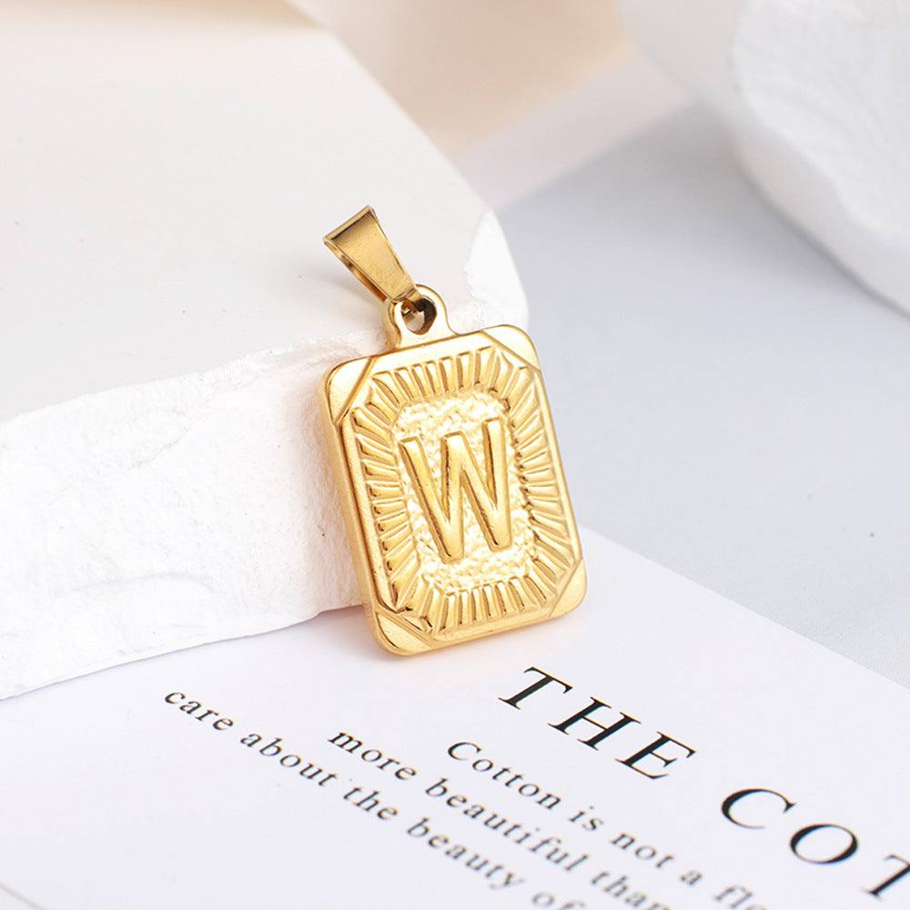 Gold English Letter Tag Simple Sweater Pendants