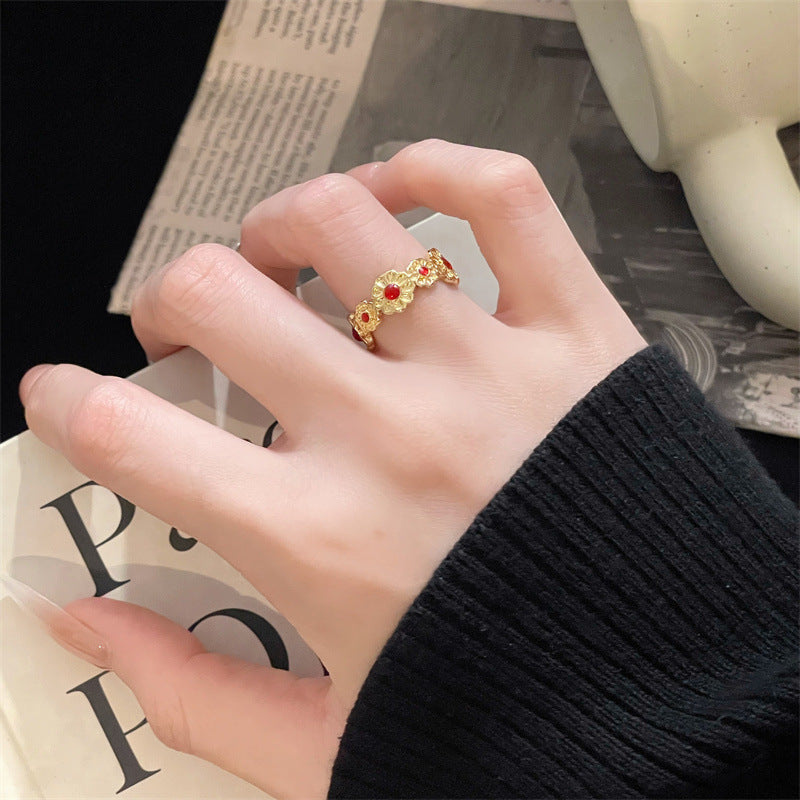 Ethnic Style Retro Color Enamel Drop Rings