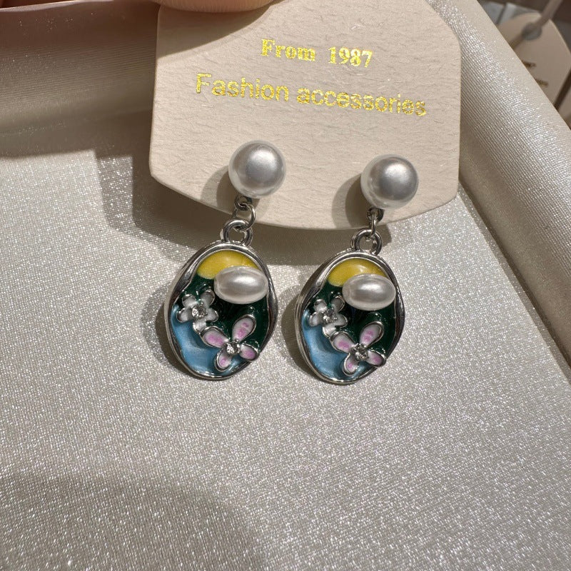 Women's Matte Black Square For Simple Elegant Frosty Stud Earrings
